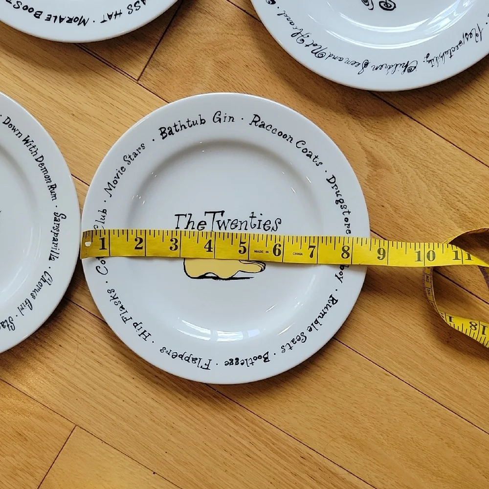 Pottery Barn Decade Plates Set Of 7 White and Black Salad Plates